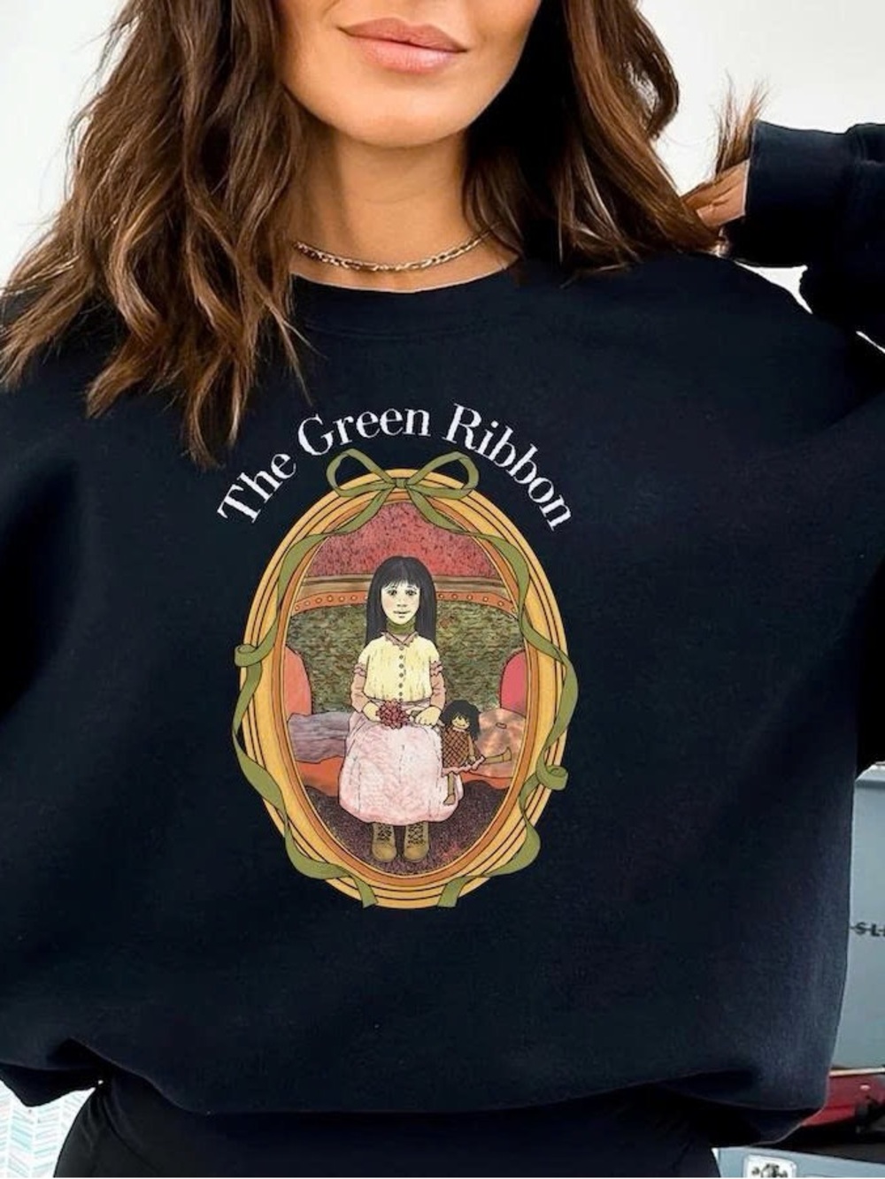 The Green Ribbon Graphic Kids Sweatshirt - Black
